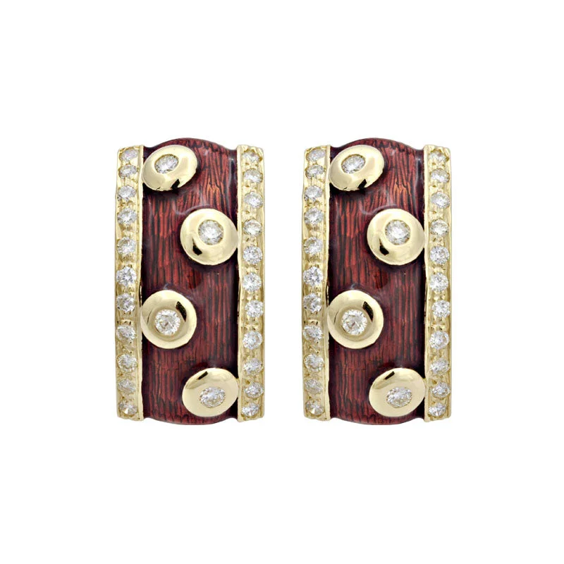 sterling silver earrings for women -Earrings-Diamond (Enamel)