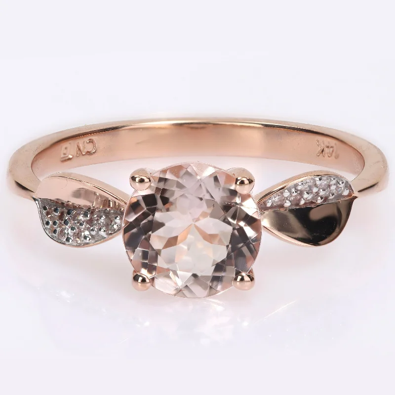 eternity rings with diamonds -Miadora Morganite and Diamond Accent Cocktail Ring in 14k Rose Gold