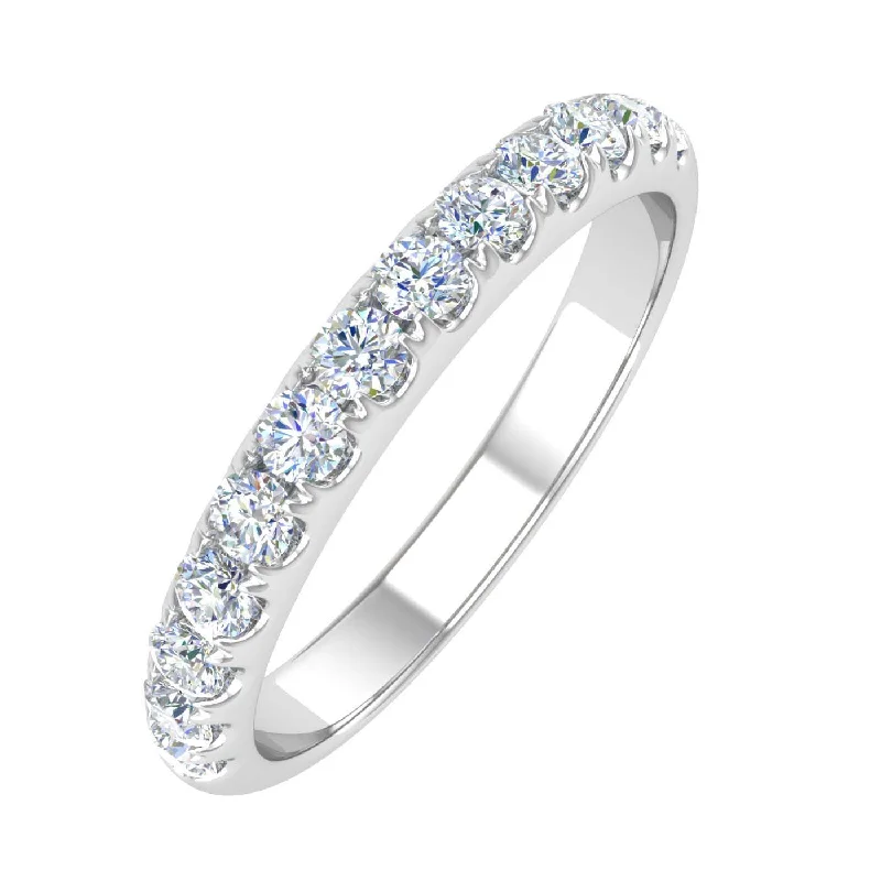 wedding bands with diamonds -1/2 Carat Round Diamond Wedding Band Ring in Gold - IGI Certified