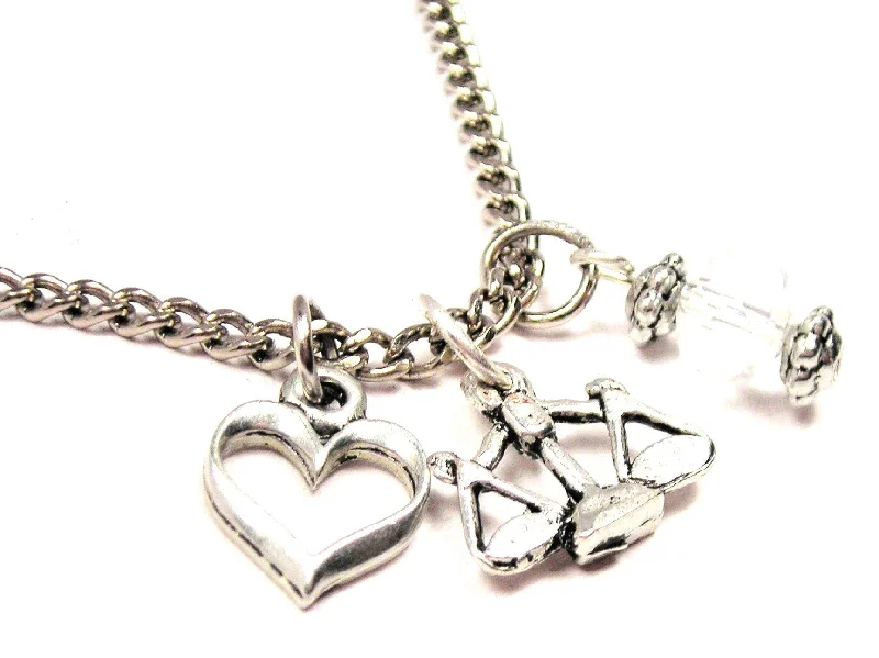 chunky necklaces for women -Scales Of Justice Heart And Crystal Necklace