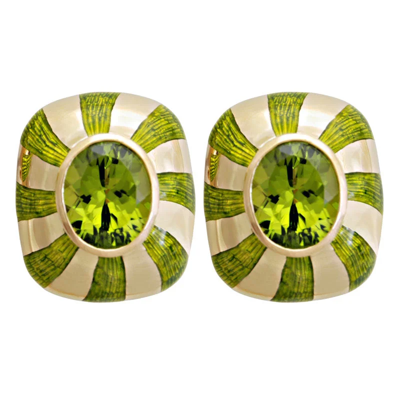 minimalistic earrings for women -Earrings-Peridot (Enamel)