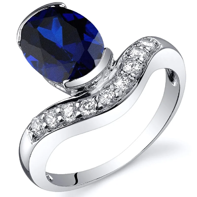 adjustable rings for women -Sterling Silver 2.75 ct Created Sapphire Birthstone Ring