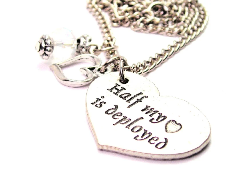 infinity pendant necklaces -Half My Heart Is Deployed Necklace with Small Heart