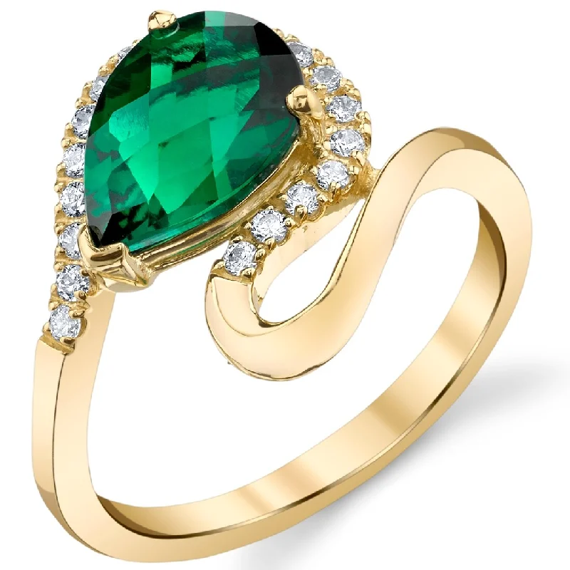 fashion engagement rings -14k Yellow Gold 1.75ct Created Emerald Ring