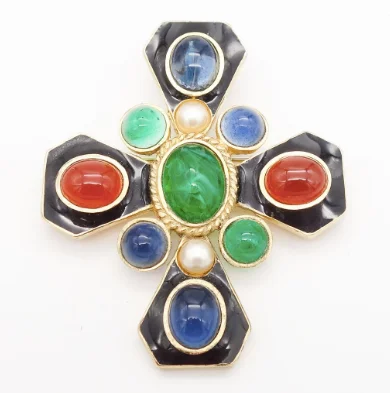 Estate Collection - Enamel Cross Pendant Brooch