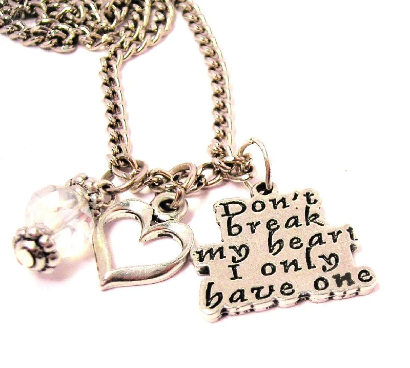 silver chain necklaces for women -Don't Break My Heart I Only Have One Heart And Crystal Necklace