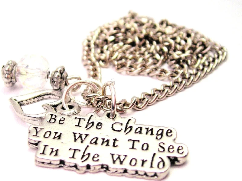 luxurious necklaces for women -Be The Change You Want To See In The World Heart And Crystal Necklace