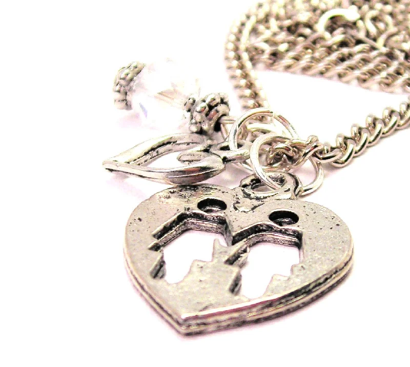 romantic necklaces for women -Two Female Symbols In A Heart Necklace with Small Heart