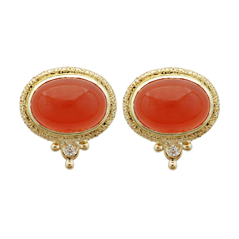 antique drop earrings for women -Earrings-Cornelian and Diamond