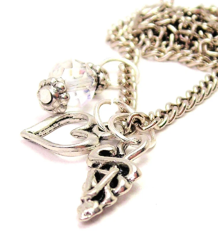 silver chain necklaces for women -Vet Symbol Necklace with Small Heart