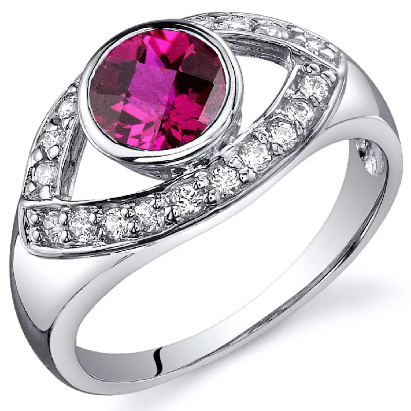 vintage diamond rings -Sterling Silver 1 ct Created Ruby Birthstone Ring