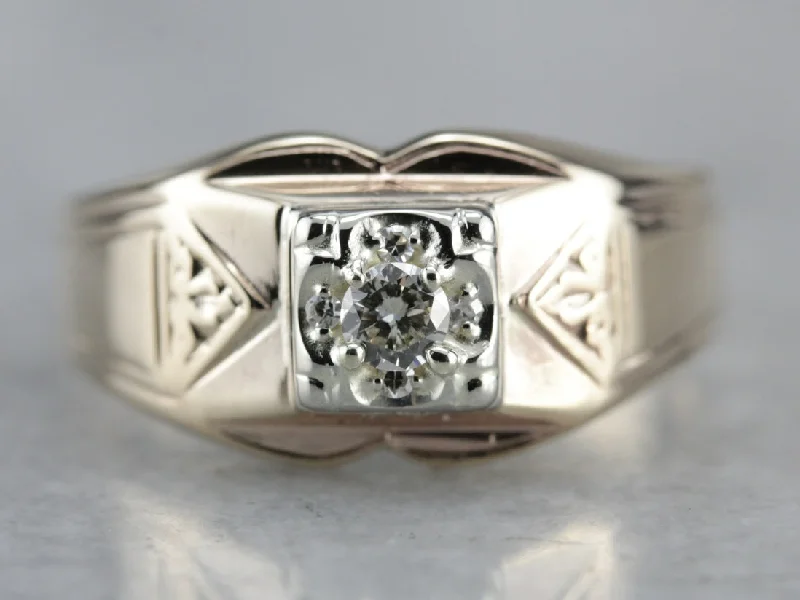 custom engraved rings -Men's Diamond Solitaire Ring