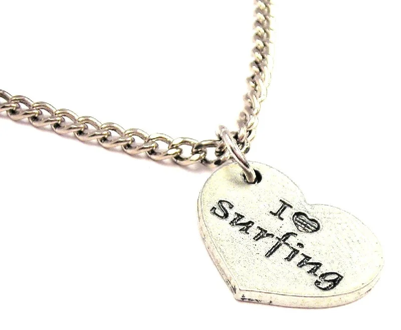 simple chain necklaces for women -I Love Surfing Heart Single Charm Necklace