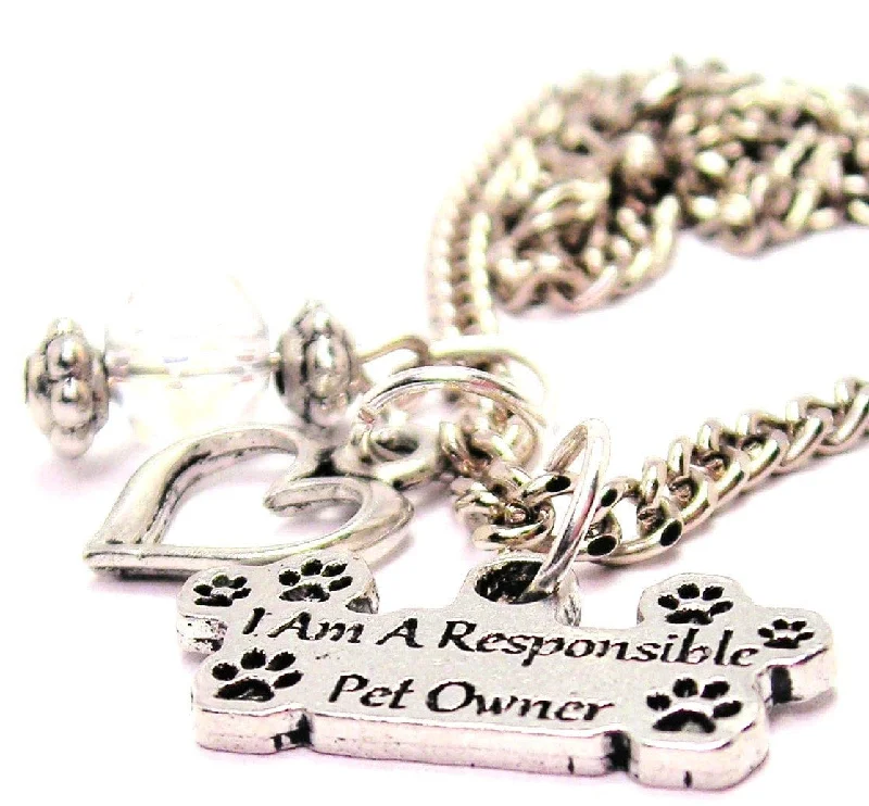 handmade pendant necklaces -I Am A Responsible Pet Owner Necklace with Small Heart