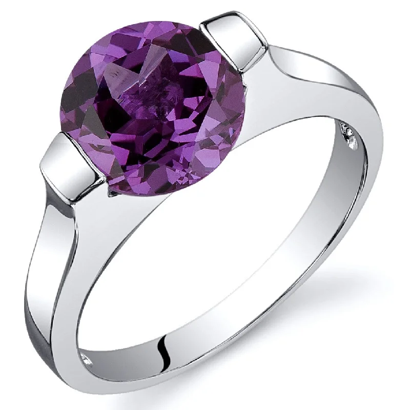 gold rings for women -Sterling Silver 2.75 ct Color-changing Alexandrite Solitaire Ring