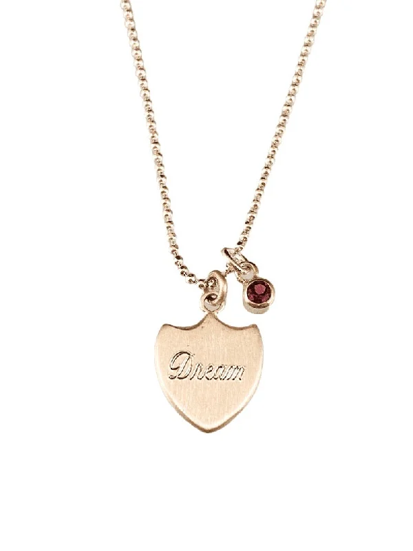 floral necklaces for women -Dream Shield 2 Necklace with Rhodolite Garnet Charm