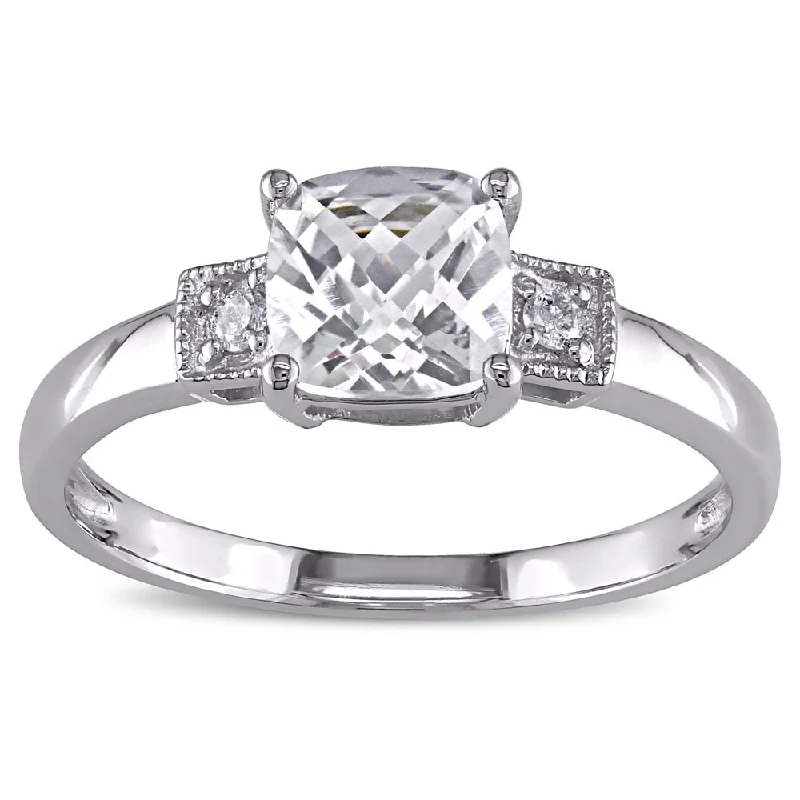 mixed metal rings for women -Miadora 10k White Gold Created White Sapphire and Diamond Accent Ring