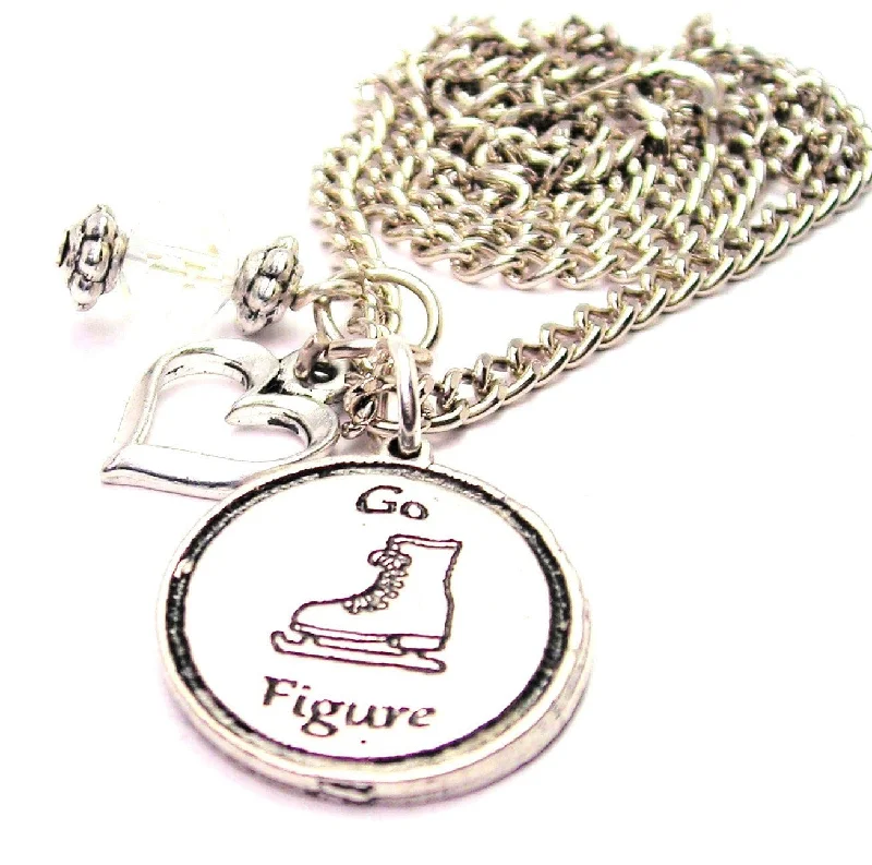 handmade necklaces for women -Go Figure - Figure Skating Necklace with Small Heart