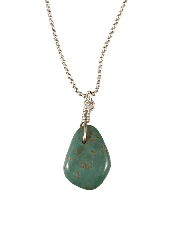 luxury crystal necklaces for women -16" Small Turquoise Teardrop on Sterling Silver Faceted Bead Chain Necklace