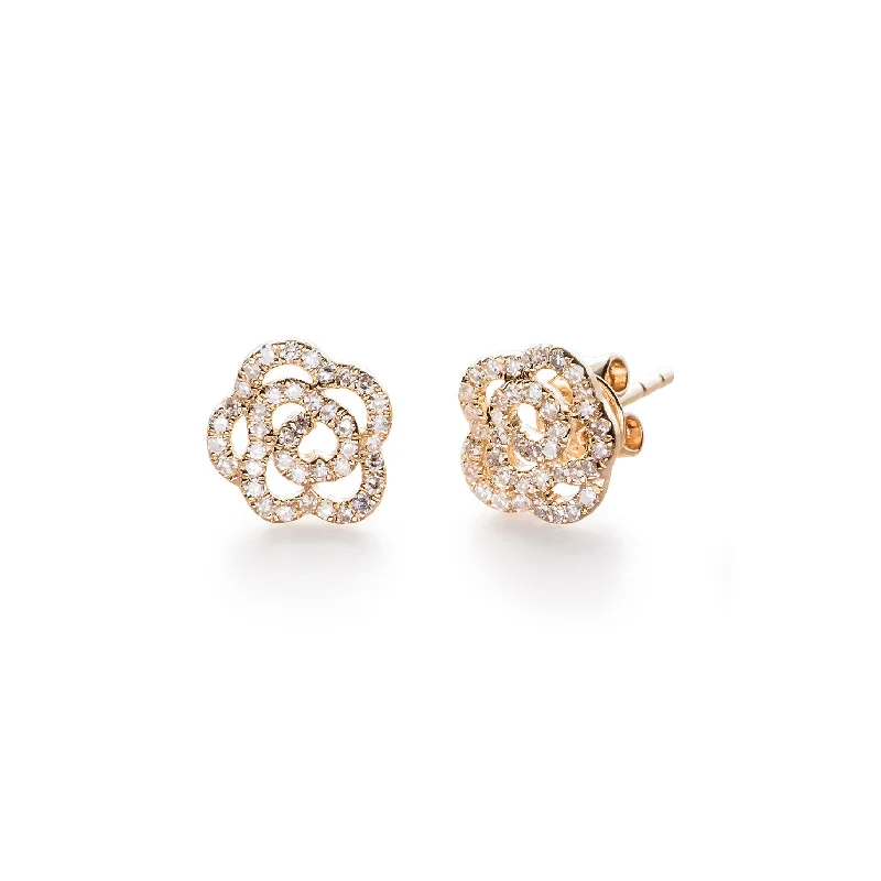 drop earrings for women -Diamond Rose Stud Earring