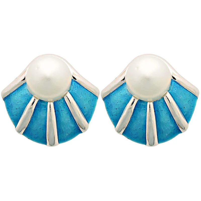 minimalist gold earrings for women -Earrings-South Sea Pearl (Enamel)