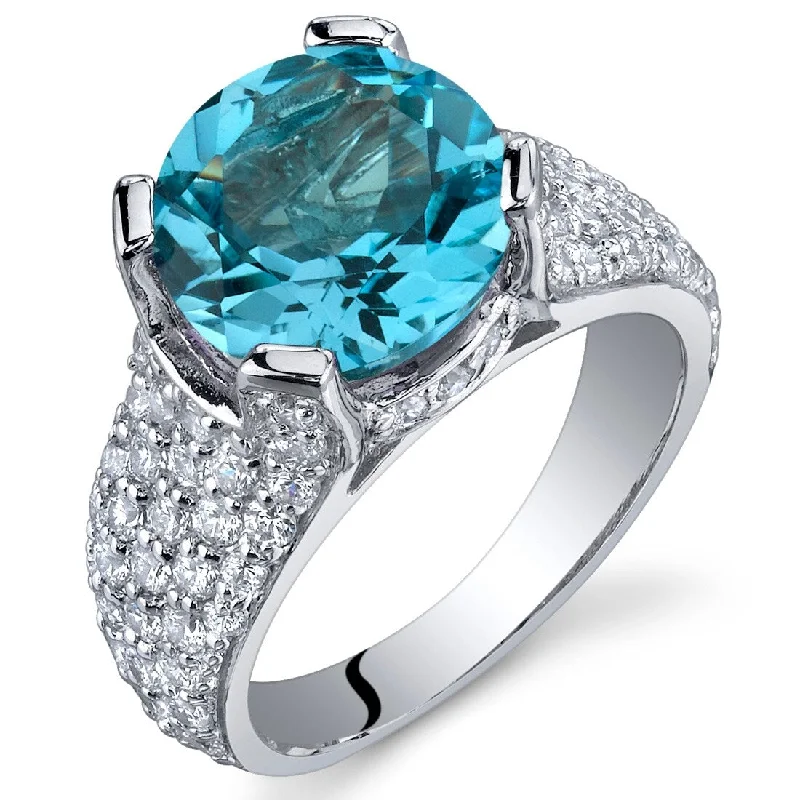 luxury wedding rings -Sterling Silver 4 ct Swiss Blue Topaz Birthstone Ring