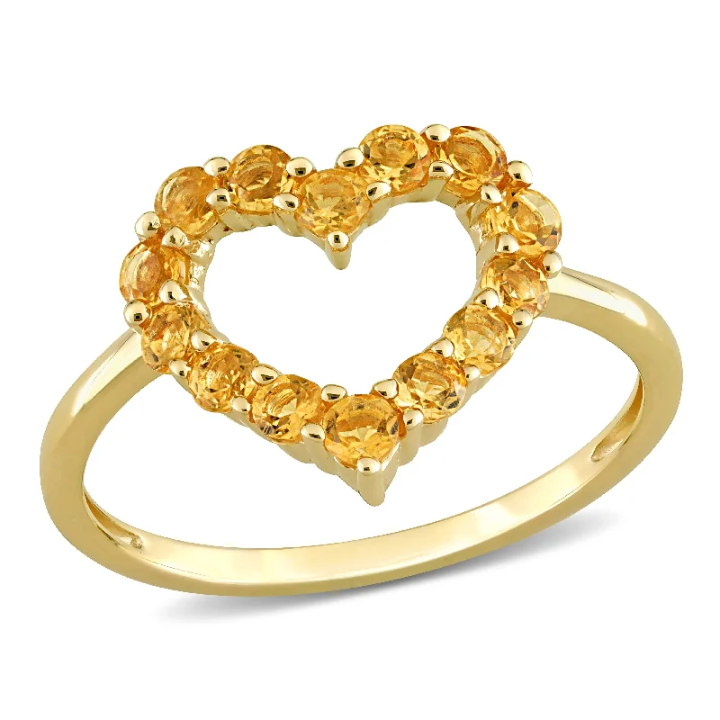 adjustable rings for women -Miadora 3/5ct TGW Citrine Heart Ring in 10k Yellow Gold