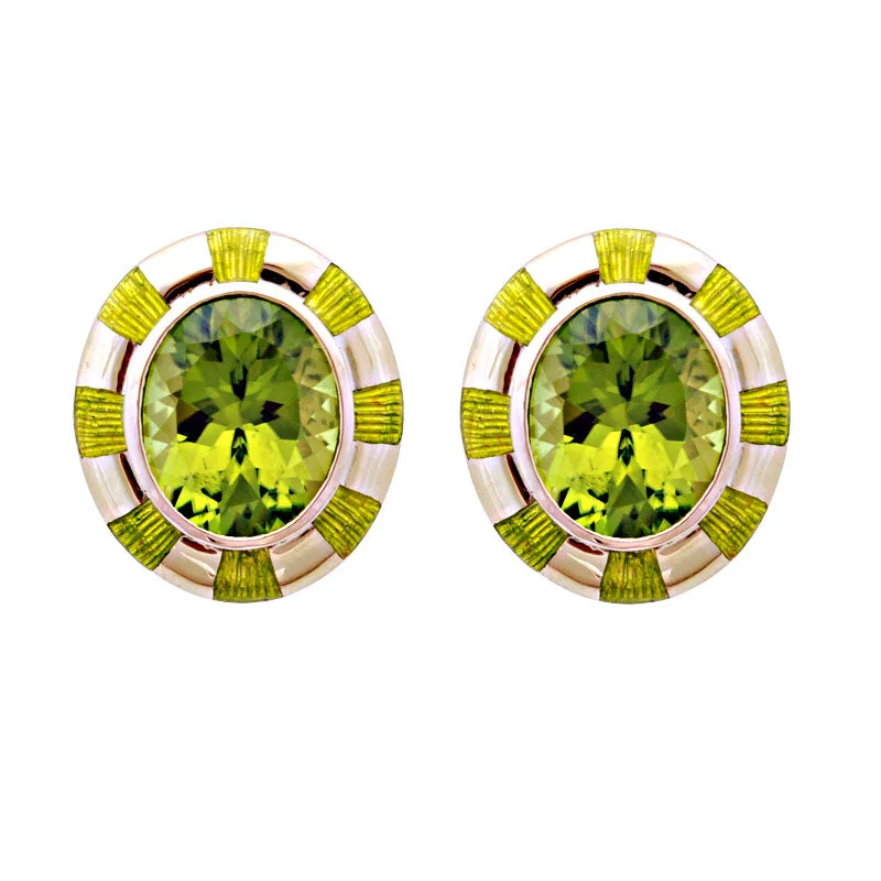 luxury earrings for women -Earrings-Peridot (Enamel)