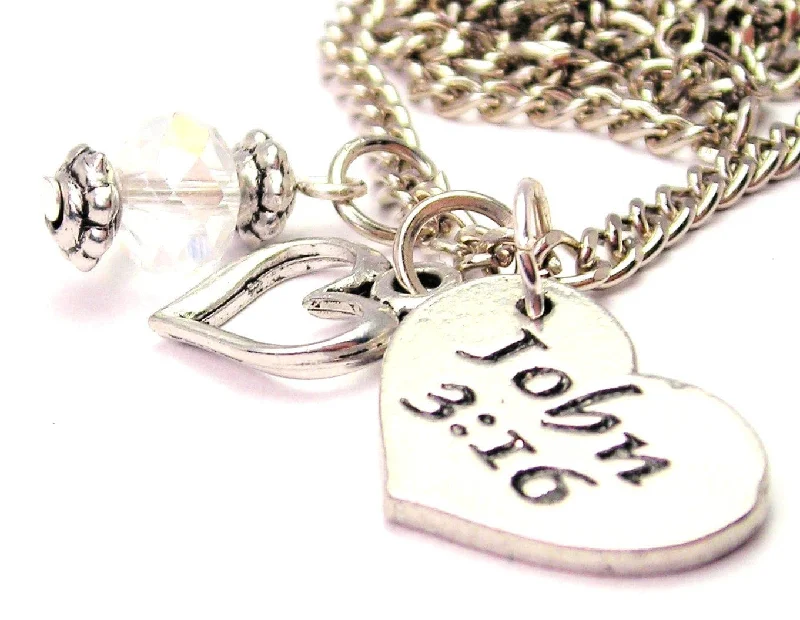 dainty gold necklaces for women -John 3:16 Necklace with Small Heart