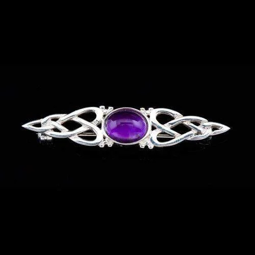 Silver or Gold Amethyst Celtic Brooch - AB200/A