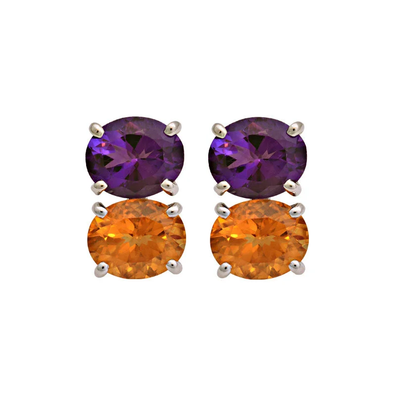 drop earrings for women -Earrings-Citrine and Amethyst