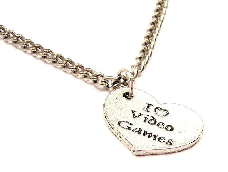 birthstone pendant necklaces -I Love Video Games Heart Single Charm Necklace