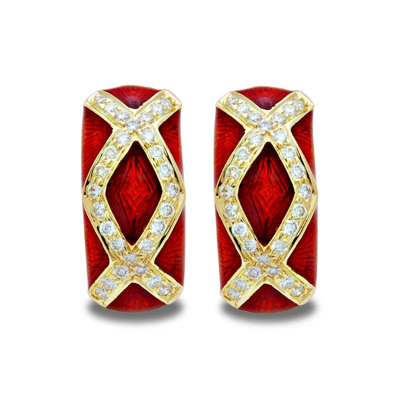 women's gold earrings -Earrings-Diamond (Enamel)