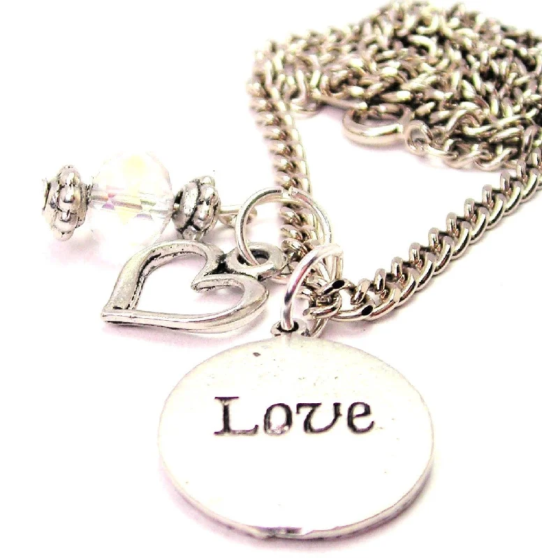 butterfly necklaces for women -Love Circle Necklace with Small Heart