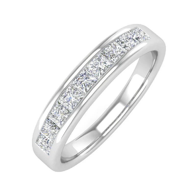 eternity diamond wedding rings -1/2 Carat Channel Set Princess Cut Diamond Wedding Band Ring in Gold