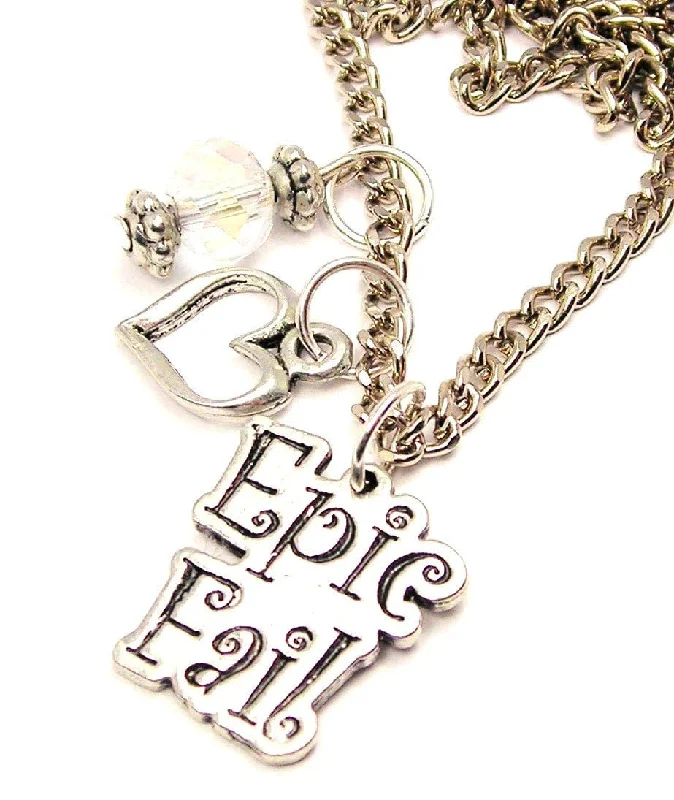 crystal pendant necklaces for women -Epic Fail Necklace with Small Heart