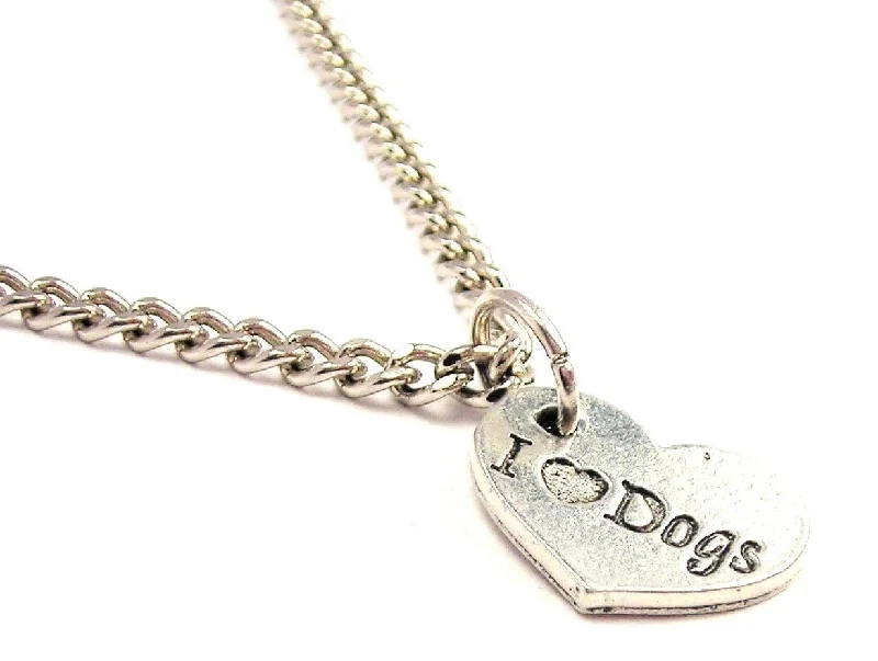 vintage pendant necklaces -I Love Dogs Heart Single Charm Necklace