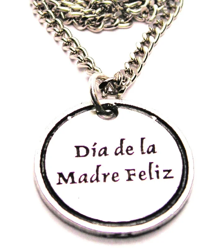 bridal pearl necklaces for women -Dia De La Madre Feliz Happy Mothers Day Spanish Single Charm Necklace