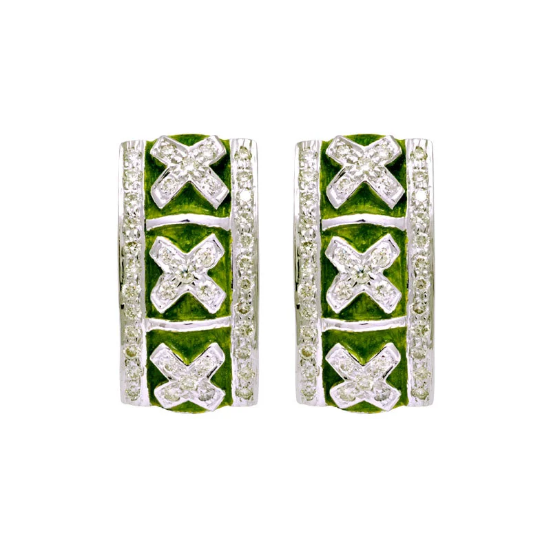 gemstone stud earrings -Earrings-Diamond (Enamel)