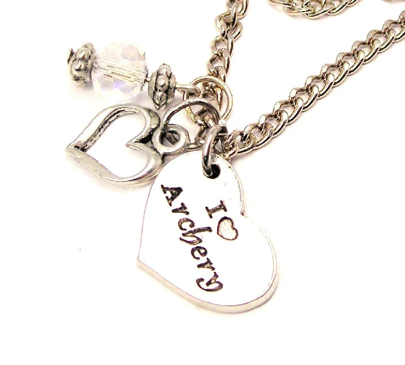 zodiac necklaces for women -I Love Archery Heart Necklace with Small Heart