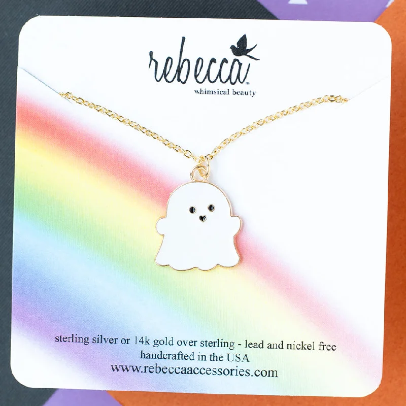 choker necklaces for women -Ghost Enamel Charm Pendant Necklace Children's Halloween