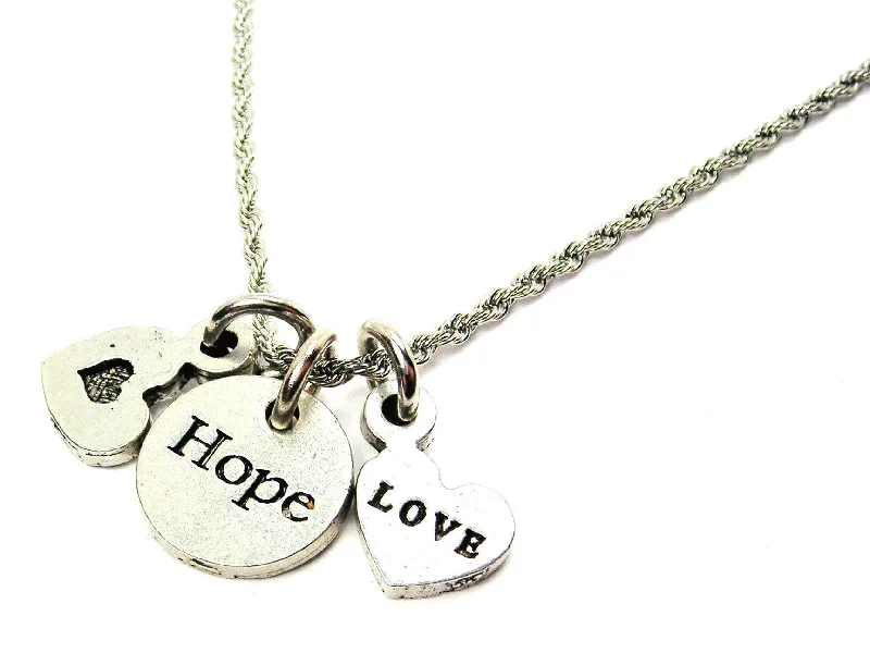 thick chain necklaces for women -Hope Circle Stainless Steel Rope Chain Necklace