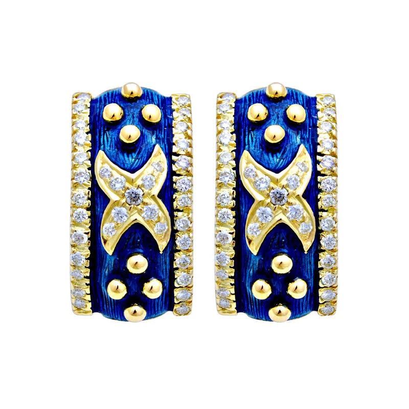 diamond drop earrings for women -Earrings-Diamond (Enamel)