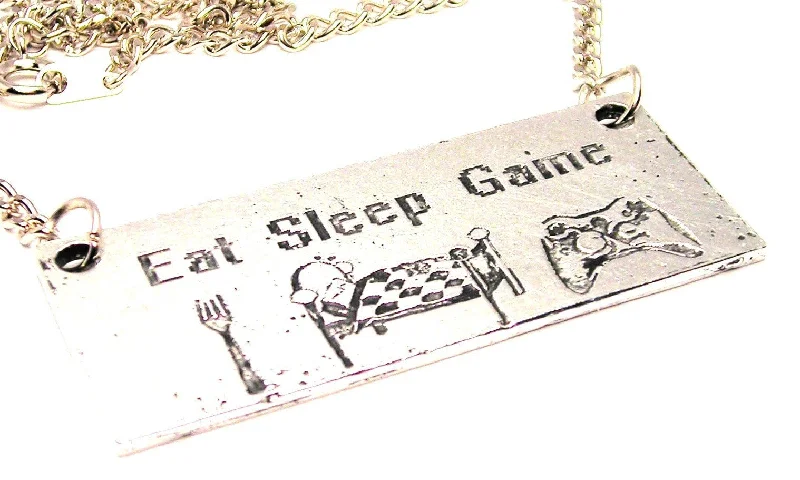 short necklaces for women -Eat Sleep Game Statement Platform Necklace