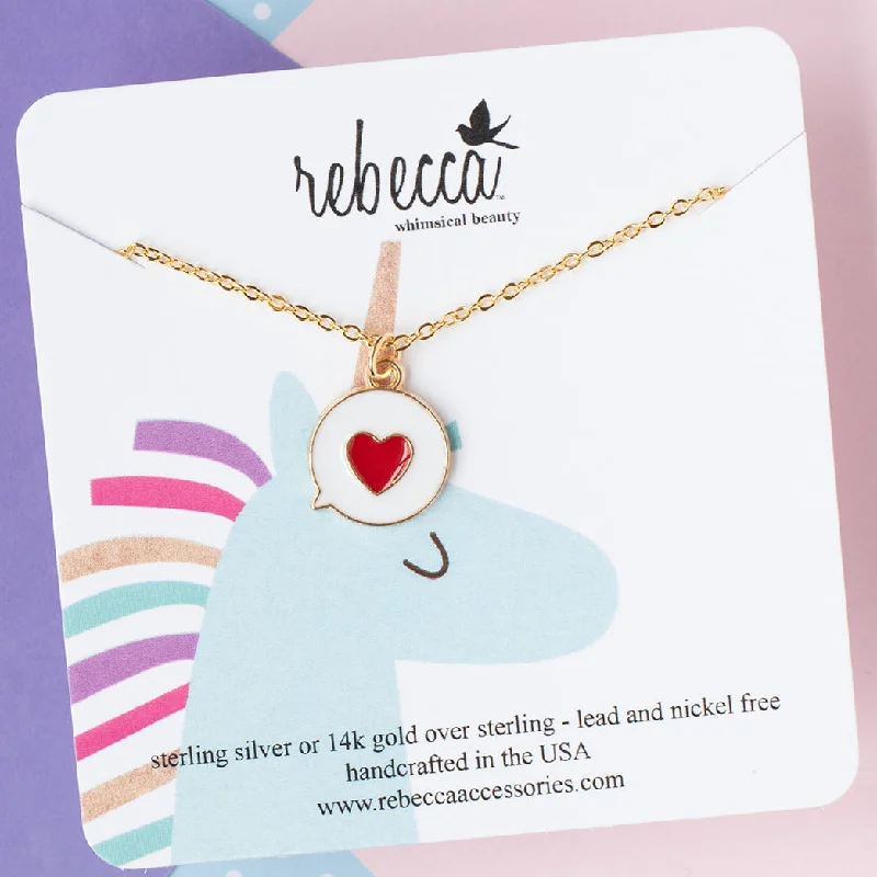 personalized zodiac necklaces -Heart Convo Emoji Enamel Charm Necklace Children's Jewelry