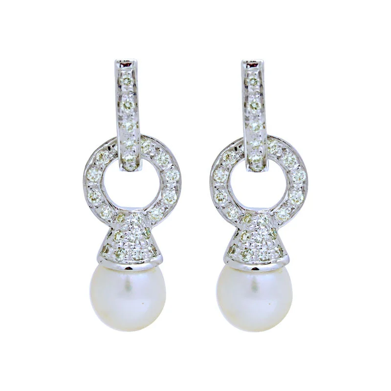 colorful earrings for women -Earrings-South Sea Pearl and Diamond