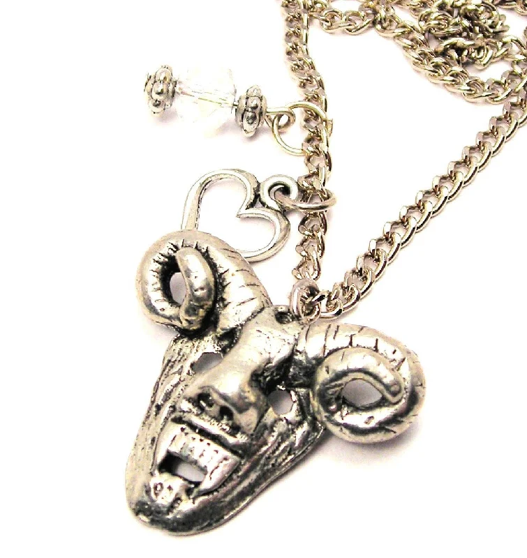 bohemian necklaces for women -Demon Face Necklace with Small Heart