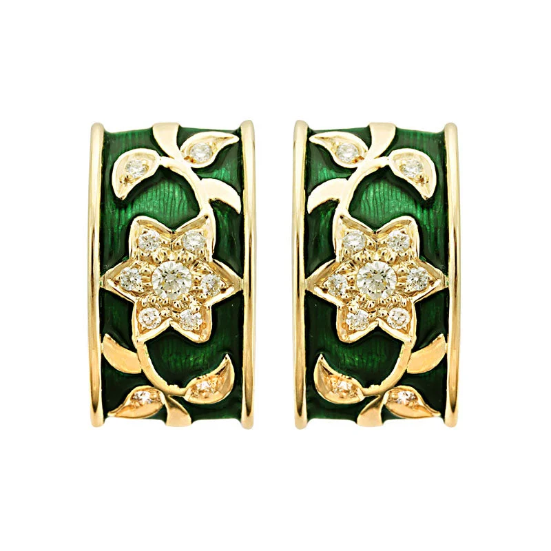 luxury gold earrings for women -Earrings-Diamond (Enamel)