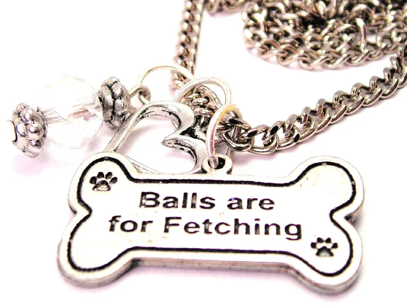 elegant necklaces for women -Balls Are For Fetching Bone Shaped Necklace with Small Heart