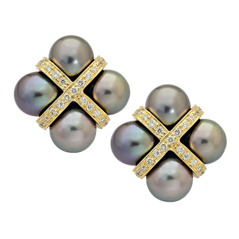 dangle earrings for women -Earrings-South Sea Pearl and Diamond